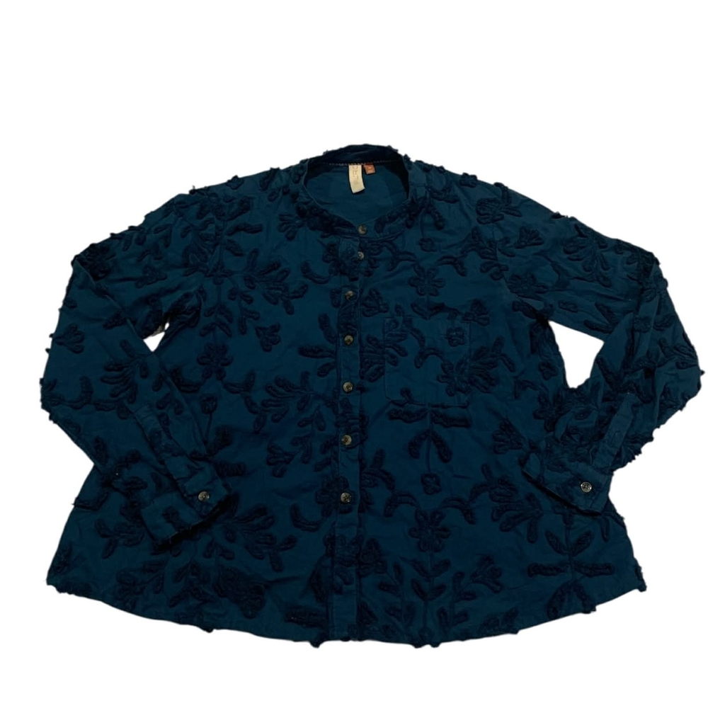Anthropologie Pilcro The Whitney Textured Trapeze Tunic Blouse Teal Blue Green